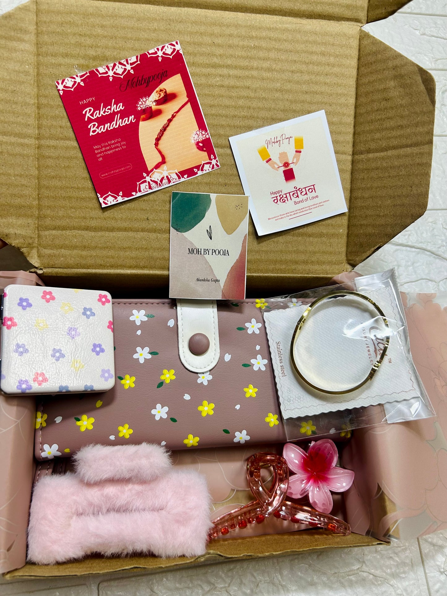 Soft Brown Blossom Rakhi Luxe Gift Box