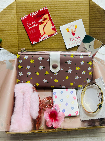Soft Brown Blossom Rakhi Luxe Gift Box