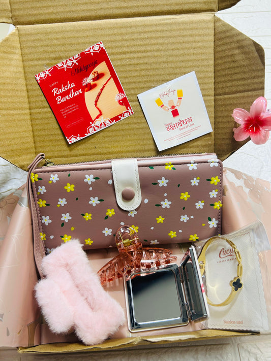 Soft Brown Blossom Rakhi Luxe Gift Box