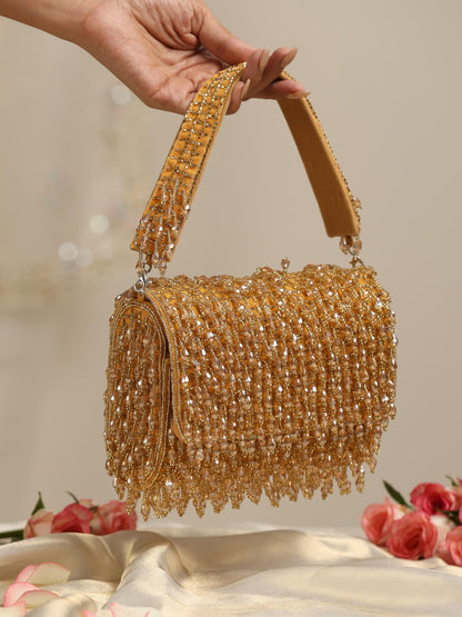 Golden Beaded Handbag.
