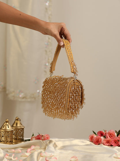 Golden Beaded Handbag.