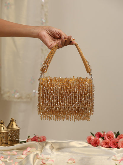 Golden Beaded Handbag.
