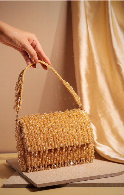 Golden Beaded Handbag.