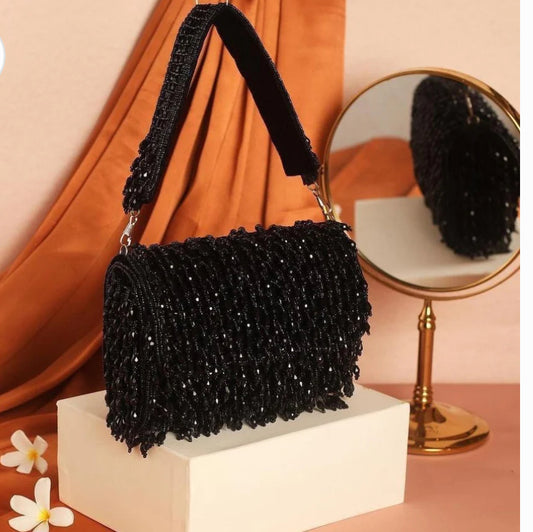 Golden Beaded Handbag.